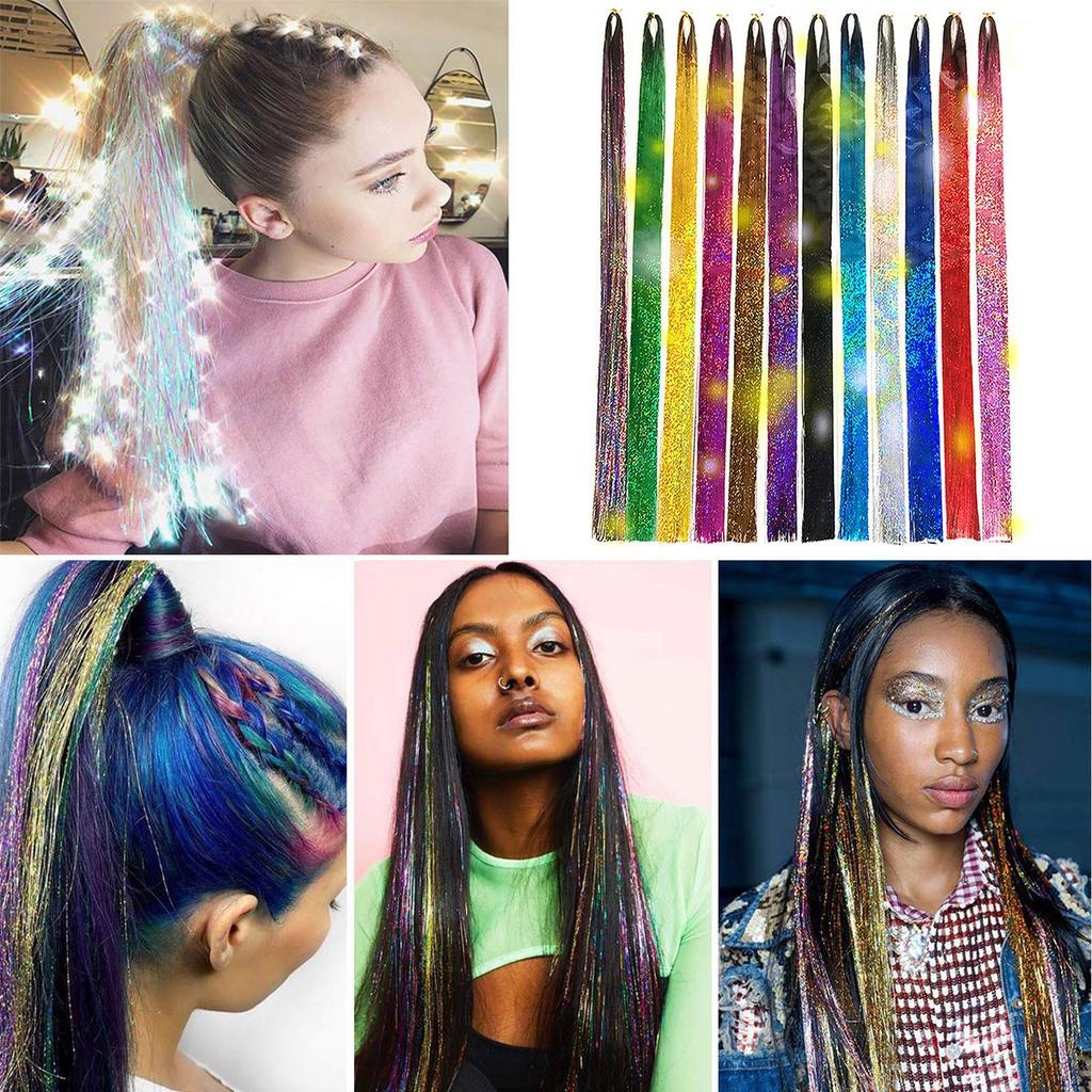 47 Inches Hair Extension-Tinsel 12 Colors 2400 Strands Hair Extensions For Women