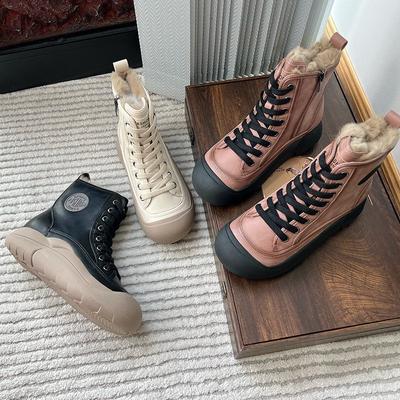Кроличья шерсть маленькие белые туфли женские зимние новые спортивные туфли на высокой платформе женские туфли ретро универсальные теплые женские туфли