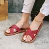 Summer New Thick-soled Slippers Foreign Trade Large-size Women's Cross-strapped Flat-bottomed Casual Slippers Light and Cool Slippers