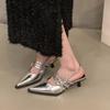 Fashion 2024 NEW Summer Pointed Belt Buckle Thin Heel Belt Buckle Single Shoes Women's Baotou Silver Back Empty High-heeled Sandals