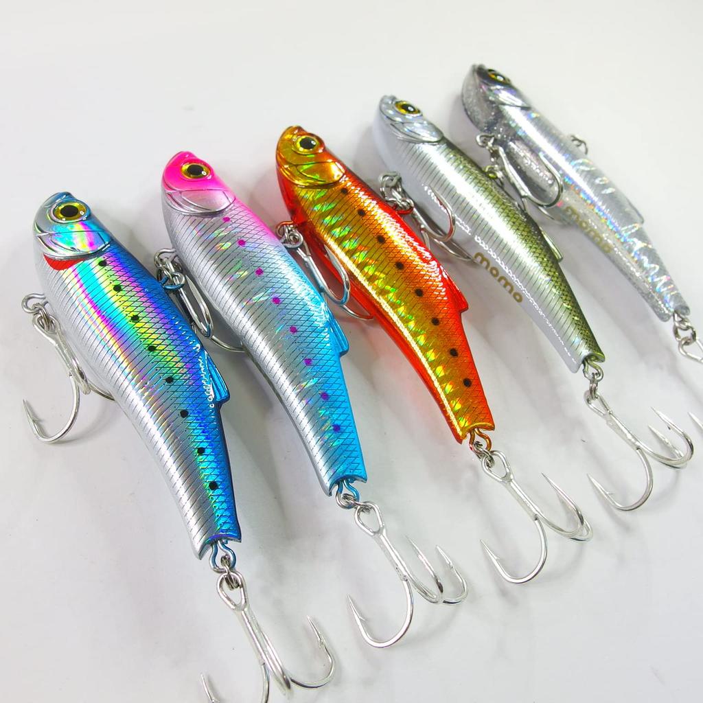 Momo Lure Seabass Lure Vibration Knife Edge Vibe 70ES 55ES High Performance Small Blue Fish Sakura Trout Standard Lure Assortment (70mm - 02)