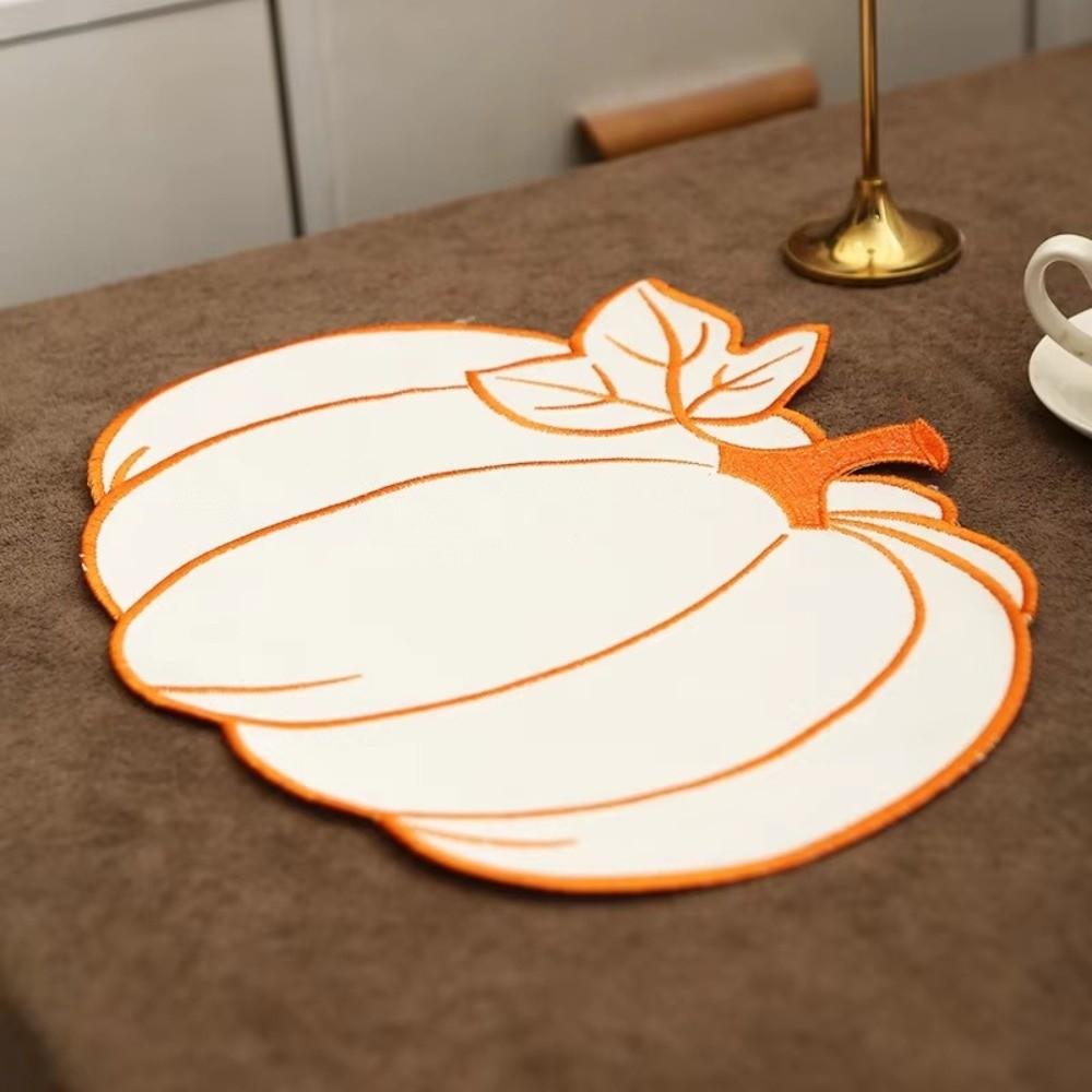 Embroidered Dining Table Mat Heat Insulated Pumpkin Placemat Durable Insulated Pad