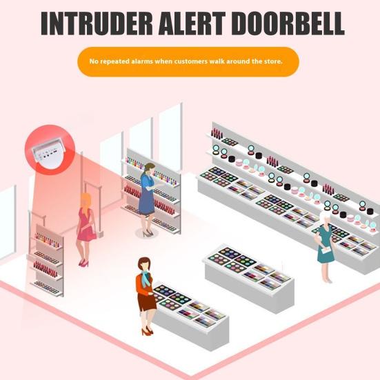 Дверной звонок с датчиком движения с сигнализацией 90 дБ Инфракрасный приветственный сигнал для входа в магазин