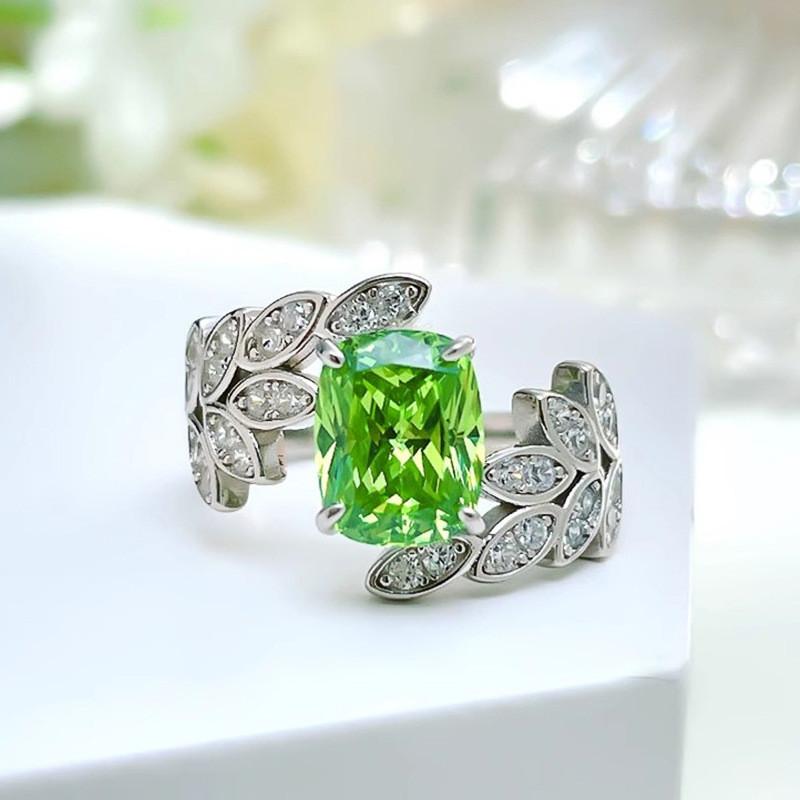 Кольца женские Sterling Light Green CZ Feather Design, оригинальные свадебные кольца, аксессуары для вечеринок и юбилеев