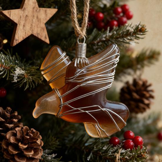 Sea Glass Bird Ornaments Handmade Ocean Style Hummingbird Bluebird Hanging Decoration Sea Glass Art Keepsake for Coastal Xmas Tree Decor