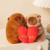 Kawaii Cartoon Stuffed Capybara Plush Toys Animal Couple Capybara Hold Heart Toys Romantic Doll Pendant Perfect Gift For Lover