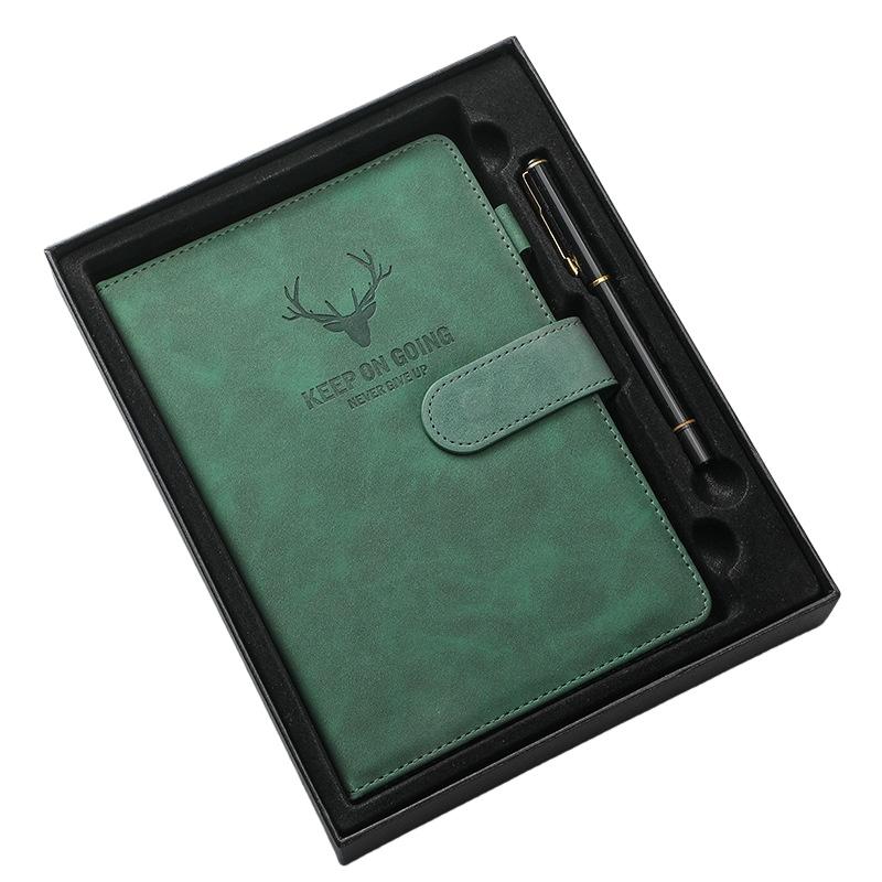 Factory Custom Logo Business Creative Leather Hardcover Notebook 100 Sheets ,A5u Buckle Gift Box Set