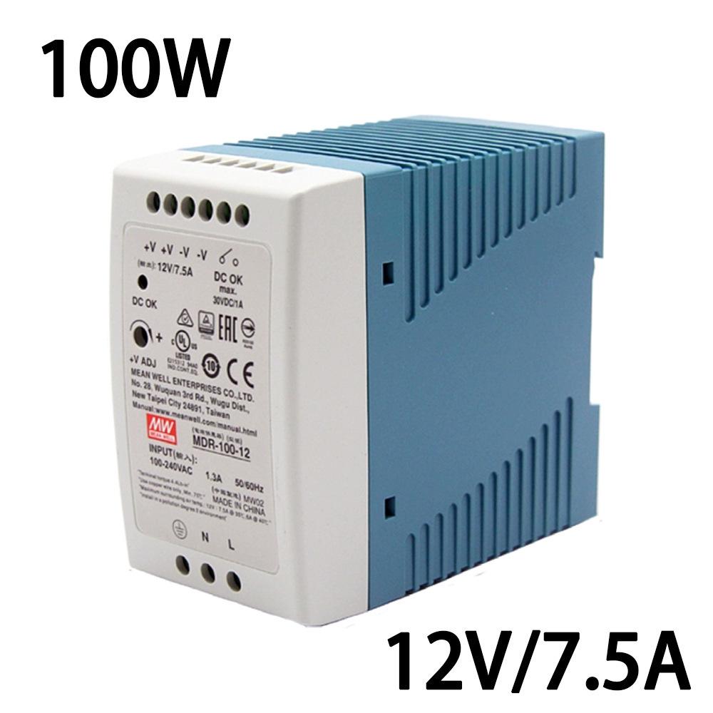 Mean Well MDR-100 DIN Rail 12/24/48V 100W Compact Power Supply, Plastic Case