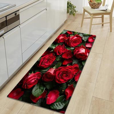 1 шт. Коврик для пола с кошачьим и розовым узором, Современный кухонный полиэстеровый коврик, Нескользящий, Цветной ковер для помещений, Для дома, ванной комнаты, спальни, гостиной, декор