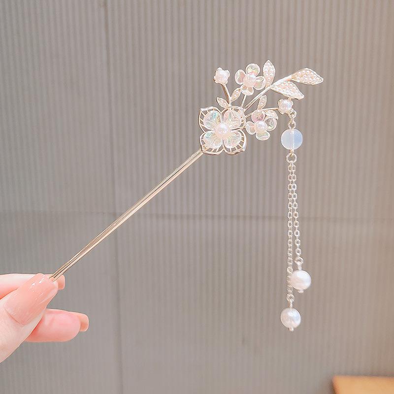 Ландыш древний стиль walking hairpin высокая чувственность классический жемчуг hanfu hairpin hairpin лето cheongsam disc hair hairpin