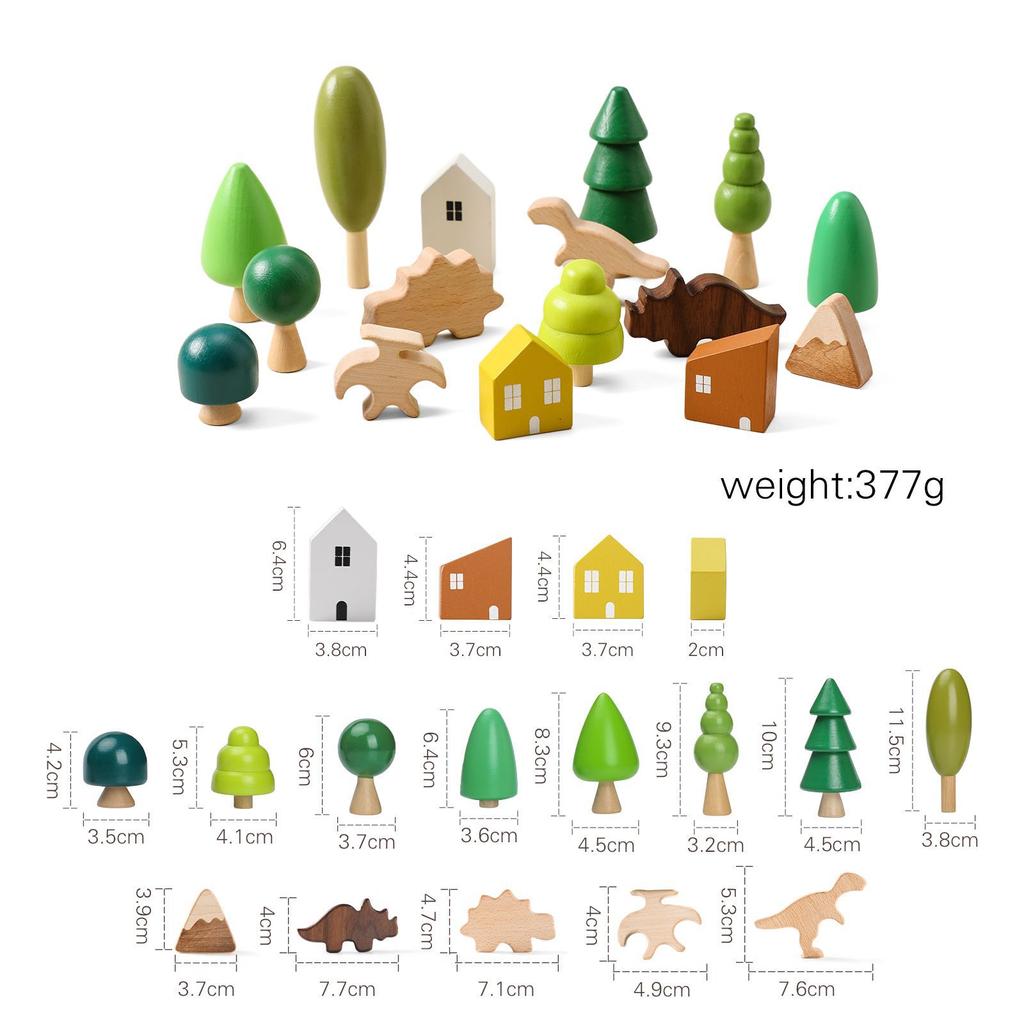 Baby Wooden Tree Mushroom Building Blocks Toys For Kids Handmade Green Forest Colorful Child Montessori Educational Toys YZ13