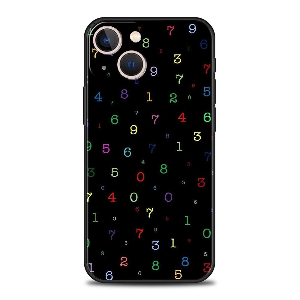 Чехол-бампер с узором из цифр для iPhone 17 16 15 14 13 12 11 Pro Max 17 Air Plus Ударопрочный Мягкий ТПУ Корпус Fundas Capas Coque