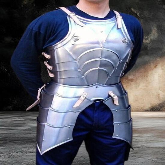 Medieval Half Body Armor Set 18GA Steel Cuirass, Pauldrons and Gauntlets LARP, Combat Reenactment Gift