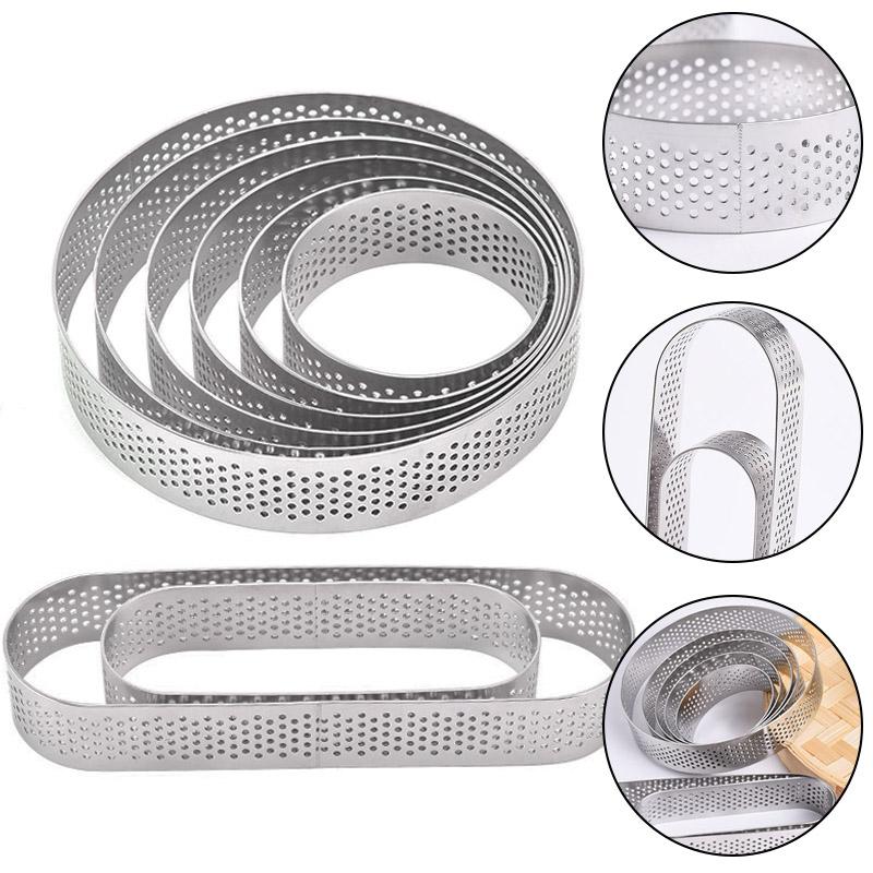 Steel Perforated Muffin RingsCake Mold Heat-Resistant Perforated Cake Mousse Mold Cookies Cutter Pastry Quiche Mold