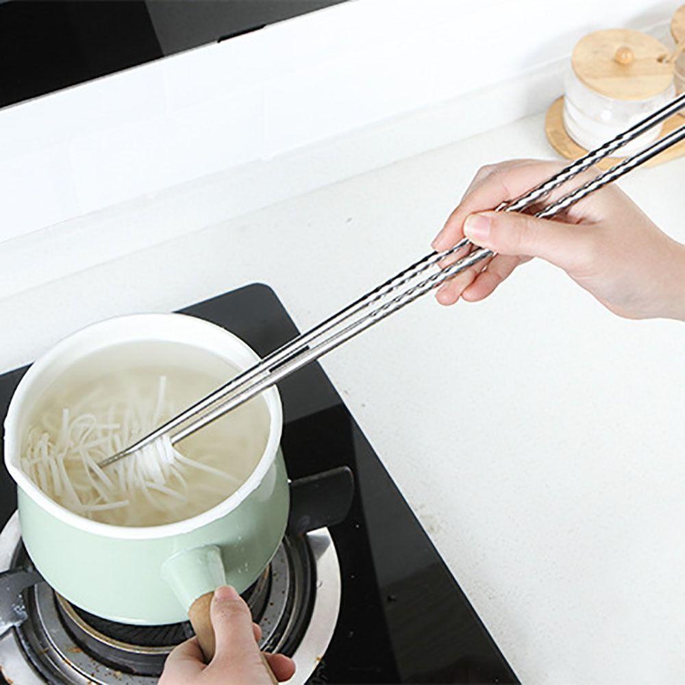 Удлиненные палочки из нержавеющей стали, удлиненные палочки для жарки с защитой от ожогов, кухонные инструменты, столовая посуда, палочки для хот-пота