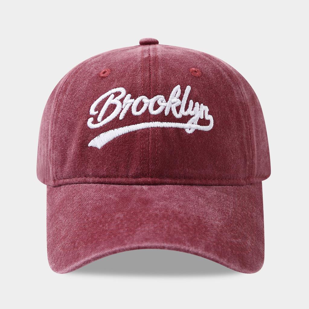 Cross-Border Bestselling Hat - European and American Outdoor Travel Sunshade Hat, Washed BROOKLYN Letter Baseball Cap, Trendy