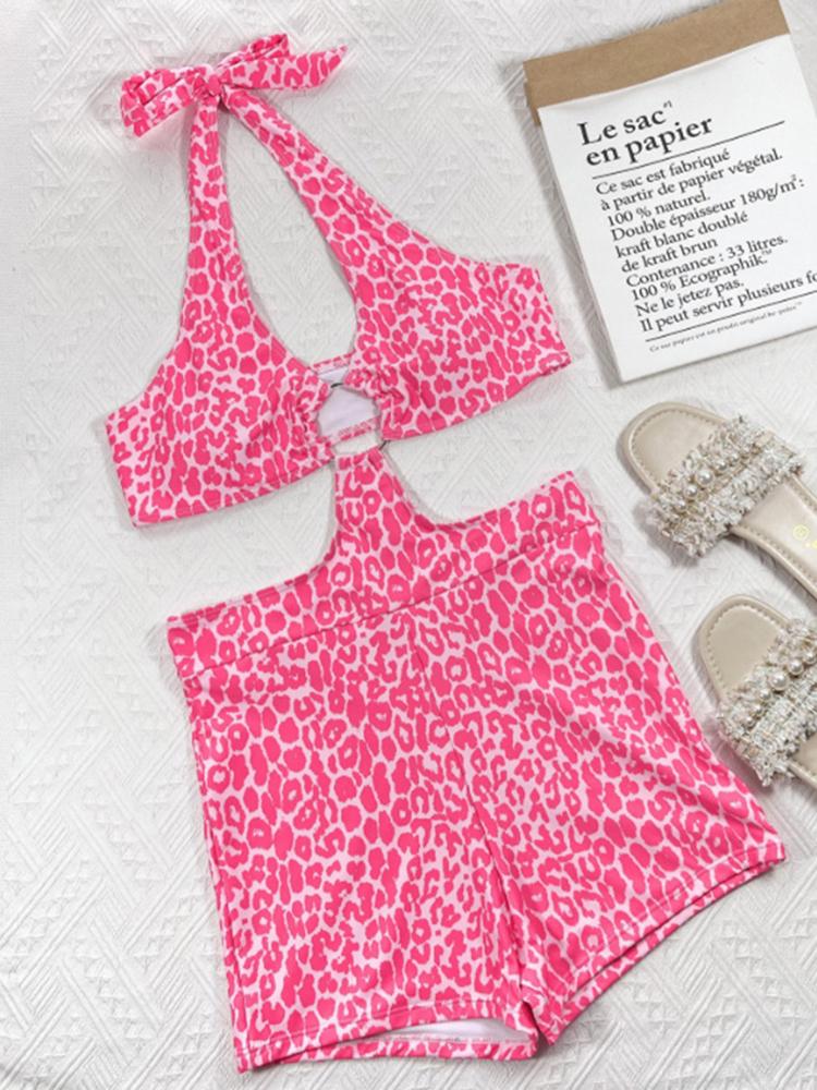 Цельный бикини фиолетовый с леопардовым принтом, пляжная юбка с кольцом, летний женский купальник премиум-класса, пляжный купальный костюм, купальный костюм