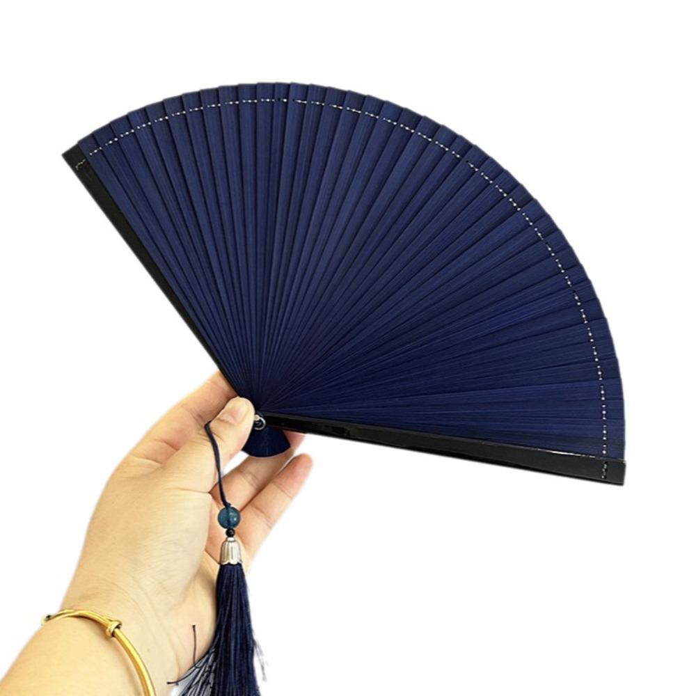 Chinese Style Tassel Folding Fan Solid Color Kimono Fan Elegant Handheld Fans Wedding Party Decor