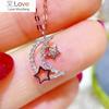 Fashion Necklaces for Women Star and Moon Pendant Jewelry with Shiny Zirconia Young Sweet Girl Accessories Statement Gift