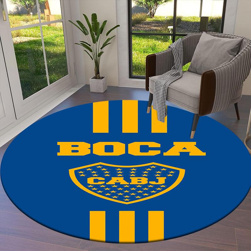 Club Atlético Boca Juniors Round Area Rug,Carpet Rug for Living Room Bedroom Sofa Playroom Decor,Non-slip Floor Mat