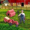 Farm Animals Figures with Tractor Trailer Vehicle Toy, Assemble House Barn Playset Gifts for 3