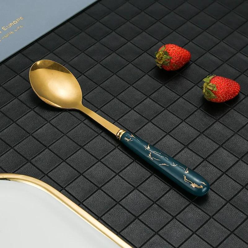 Stainless steel spoon imitation ceramic handle net red spoon Korean spoon beauty creative home coffee stirring spoon
