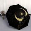 Golden Crescent Moon & Star Wall DecalUmbrella, Portable 3-Fold Umbrella for Men & Women,Christmas Gift ES102