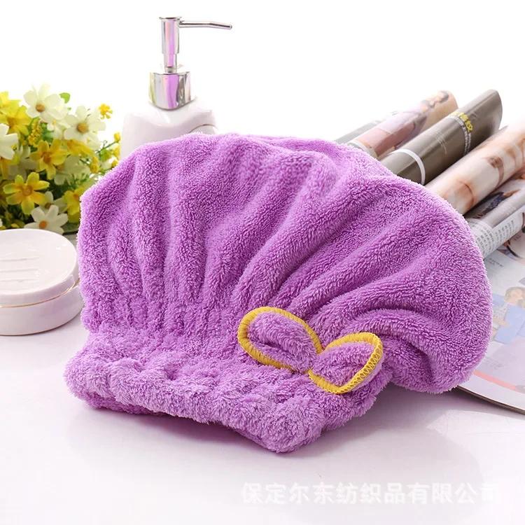 Банное спа Полотенце-обертывание с бантом Шапка-капюшон для аксессуаров для ванной комнаты, Быстросохнущая микрофибра для сушки волос, Ночной чепчик для сна