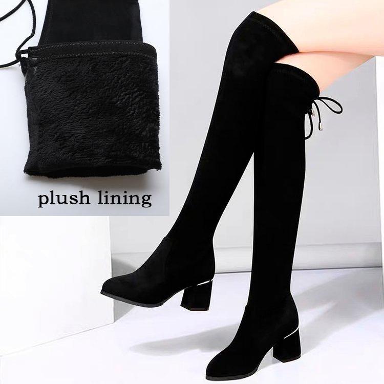 Женские сапоги, замшевые сапоги выше колена, сексуальные сапоги на высоком каблуке, женская обувь, тонкие сапоги до бедра