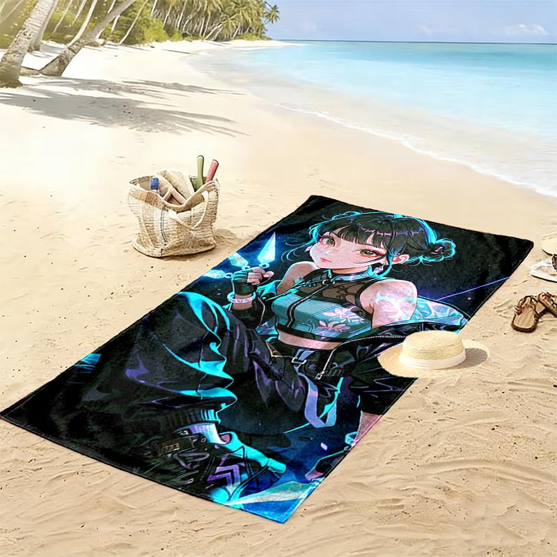 1pc Kpop Demon Hunters Beach Towel, A Vibrant Beach Towel Suitable for Outdoor Activities, Camping, Hiking