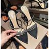 Shoes Woman 2025 Summer New Black Diamond Decorative Women's Sandals Outerwear Fashion Open Toe Thin Heels Slippers