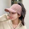 Yousheng Женская бейсболка с удлиненным козырьком, пустая сверху, однотонная вязаная шапка, утолщенная плюшевая шапка из искусственного кроличьего меха
