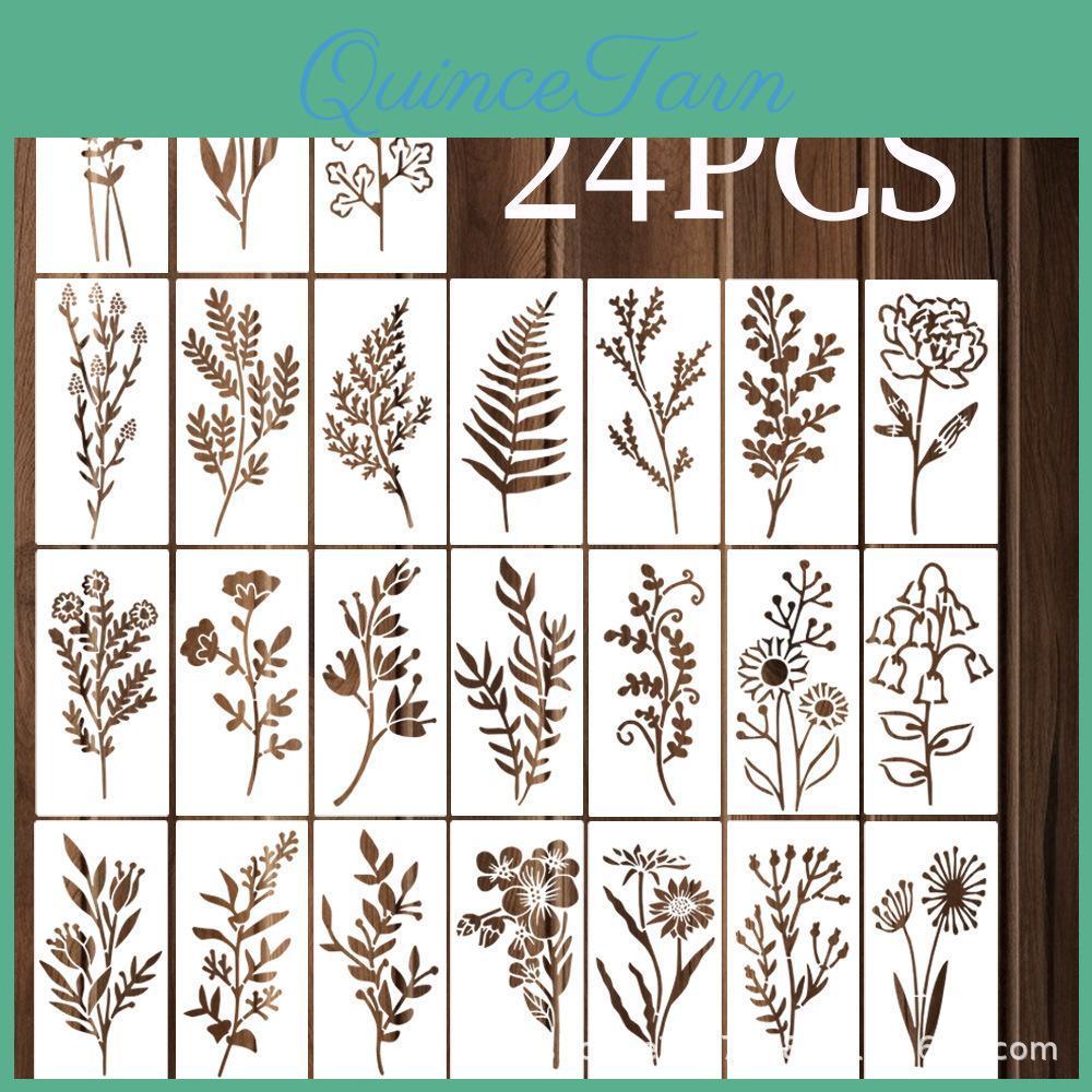 Painting Template 24 Piecesset Flower Pet Material Washable Diy Wall Painting Template Home Decoration Spray Painted Hollow Painting Board