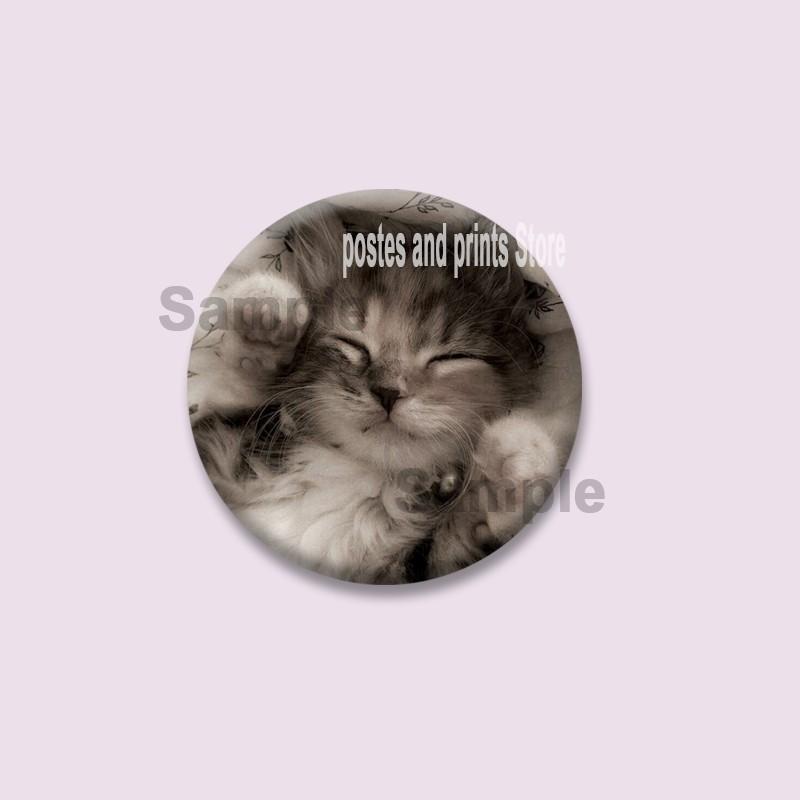 Funny Pet Cat Series Brooches Cute Animal Lapel Pins Cartoon Round Badge on Backpack Accessories Jewelry Gifts for Friends Kids