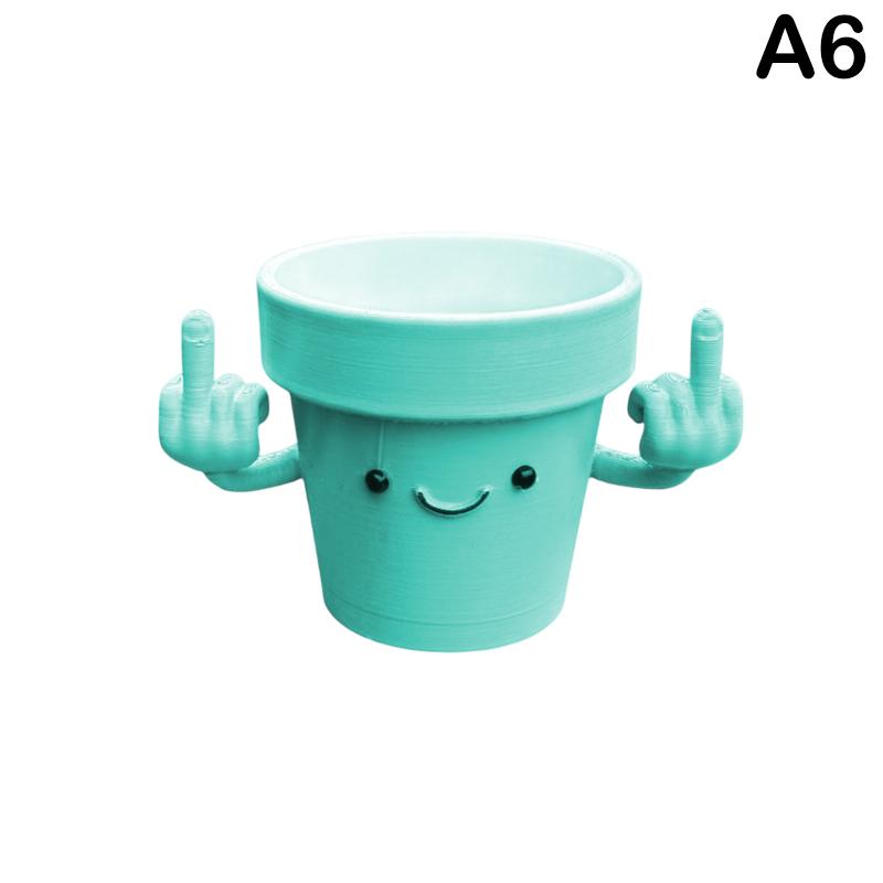 Funny & Unique Middle Finger Plant Pot, Face Smiling Flower Pot, Succulent Planter, Resin Figure Planter Pot For Indoor Outdoor