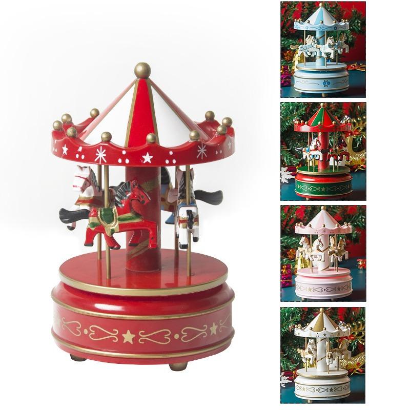 Рождественская карусель Музыкальное украшение Ярмарочная площадь Рождественский деревянный декор Орнамент