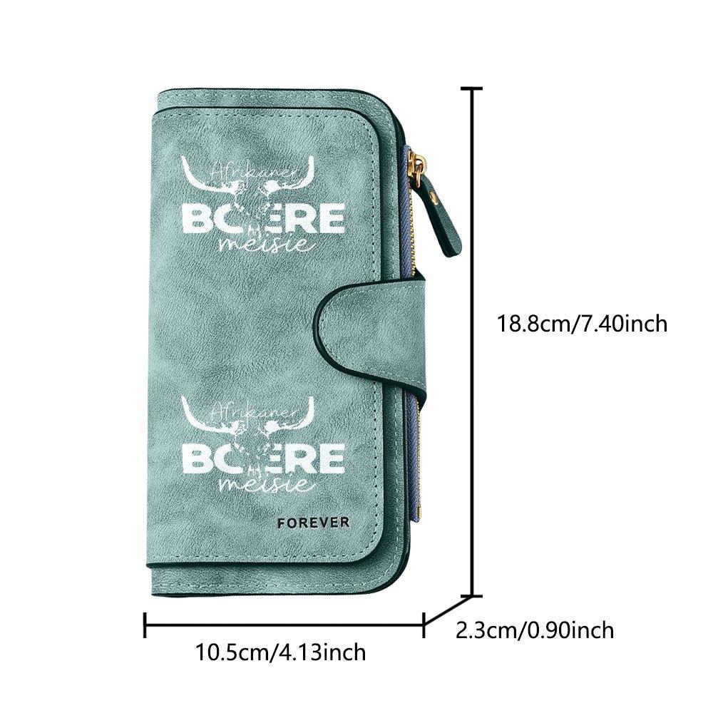 Fashionable long wallet with African cowboy logo print design eye catching multifunctional portable coin purse with clasp large capacity zippered