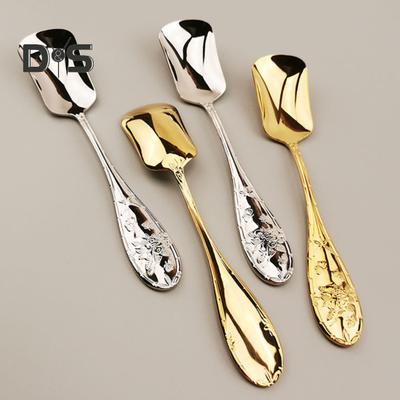 4 шт. ложки для мороженого из нержавеющей стали в стиле ретро с квадратной головкой, десертная кофейная лопатка, сорбет, йогурт, торт, желе, набор сервировочной посуды, кухонный гаджет