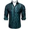 Men's Silk Shirt Button Down Dress Shirts Paisley Long Sleeve Shirts Formal Work Casual