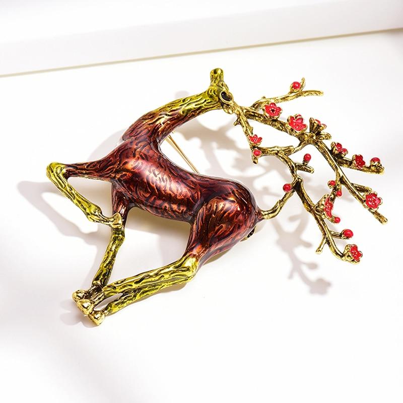 Blucome Классические рождественские броши с изображением пятнистого оленя, медная брошь в виде животного для женщин, мужчин, детей, костюм, свитер, эмалированная булавка, Рождественский подарок