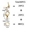 80 шт./лот, застежка-лобстер из сплава, соединительные кольца, соединительная застежка, обжимной конец для браслета, цепочки и ожерелья, принадлежности для самостоятельного изготовления ювелирных изделий