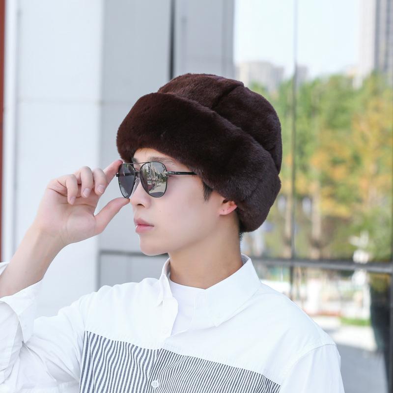 Осенне-зимняя хлопковая шапка, мужская утолщенная норковая шапка, защита шеи, утолщенная теплая норковая шапка для пожилого папы