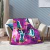 Outer Space Pizza Cat Rainbow Laser Eyes Blanket Flannel  Winter  Portable Soft Throw Blanket for Bedding