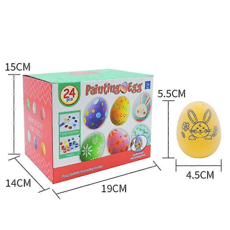 24pcs Easter Painting Eggs Hanging Plastic Easter Eggs With Rope, Diy Eggs Decoration For Party Favors