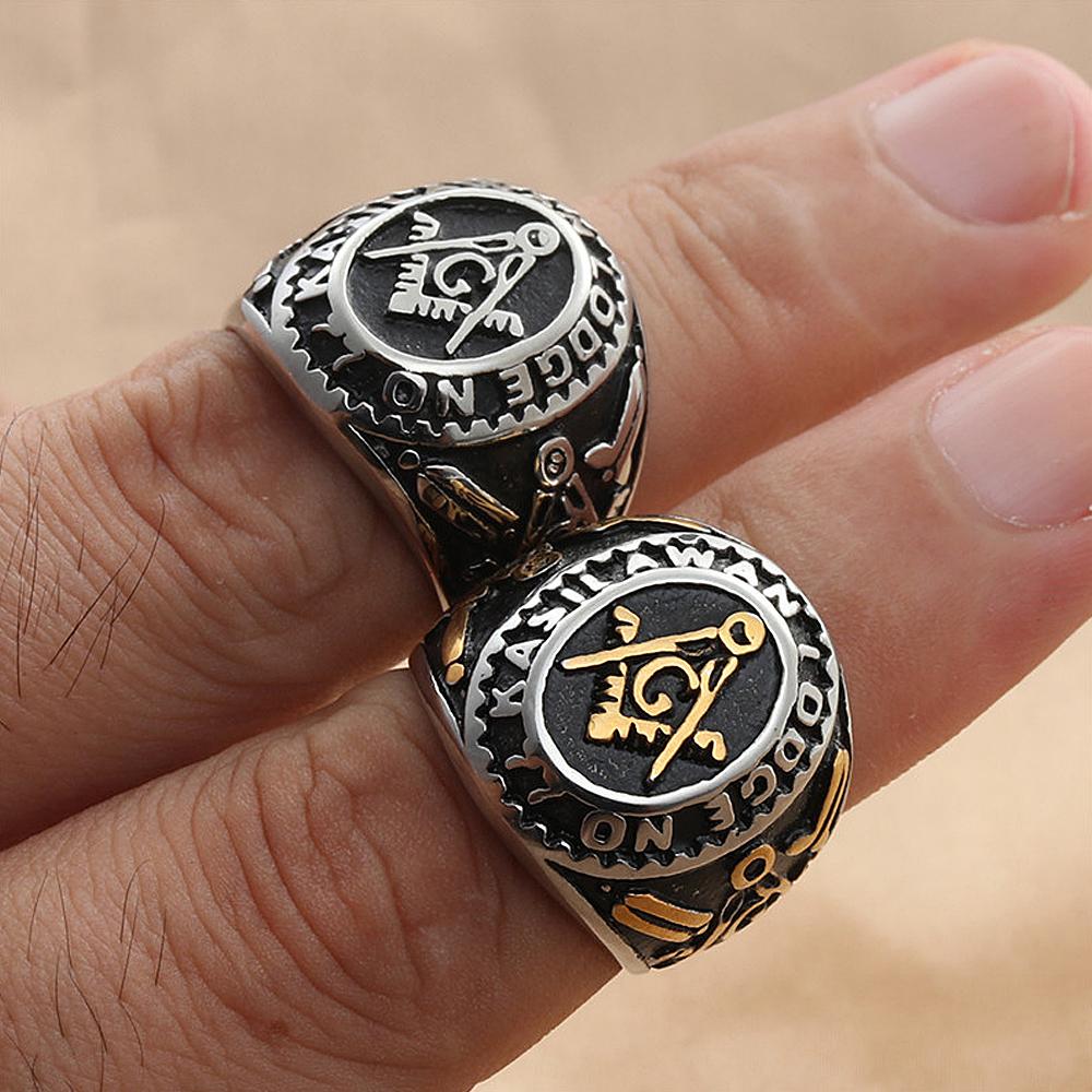 Vintage 316L Stainless Steel Masonic Letter Ring for Men Women Free Mason Masonic G Ring Fashion Vintage Jewelry Gift Wholesale