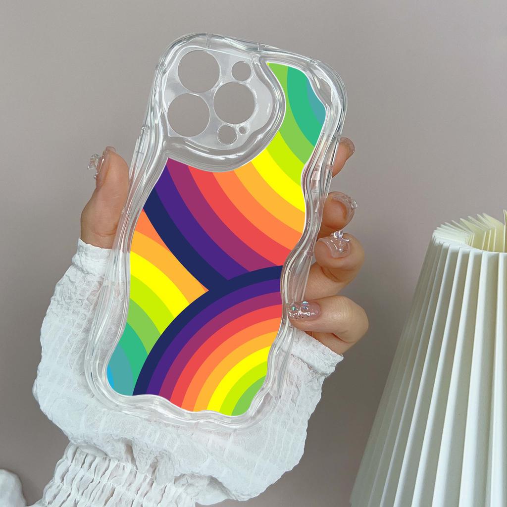 Ae93 Радужный художественный дизайн защитные чехлы для телефонов Apple iPhone 16 15 14 13 Pro Max 11 12 mini XR 7 8 6s Plus XS Max SE Wave TPU задняя крышка