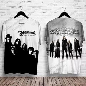 Новая футболка с 3D-печатью группы Whitesnake в стиле хэви-метал и рок Мужская Женская Модная Хип-Хоп С коротким рукавом Топы Футболки Мужская одежда Оверсайз