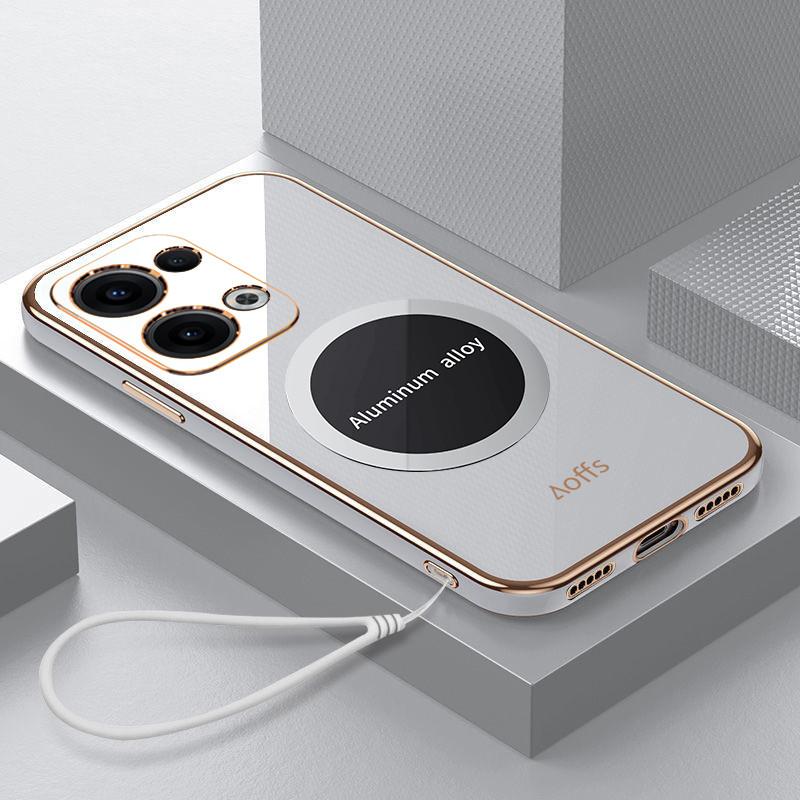 For Oppo Reno13 Pro Case Oppo Reno 13 Phone Case Luxury Square Plating Magnetic Attraction ShockProof Silicone Back Cover