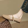 Fashion 2024 New Spring Women Flats Round Toe Low Heel Genuine Leather Women Shoes Buckle Strap Mary Janes Concise Ladies Shoes