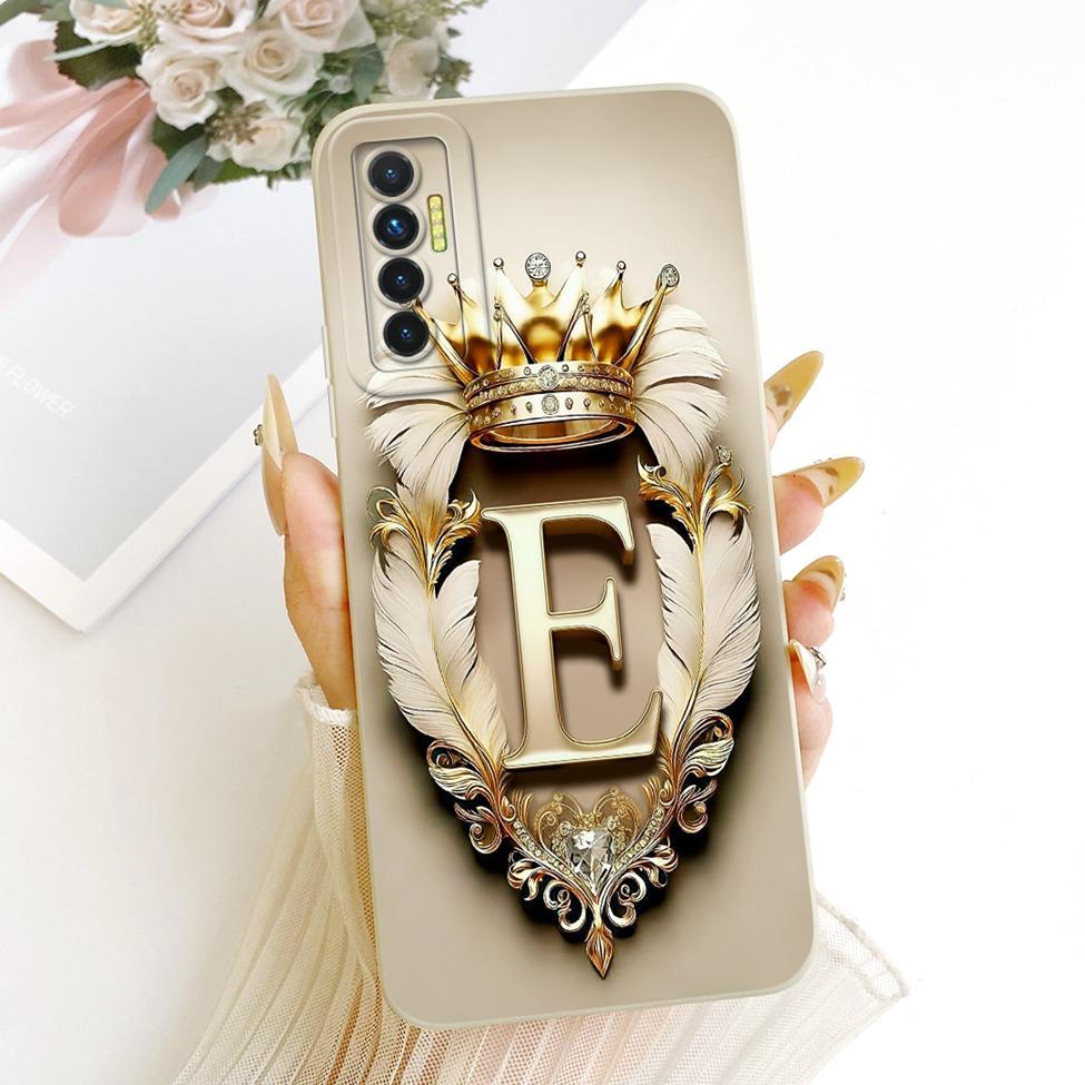 Чехол для телефона Tecno Camon17P CG7 CG7n Чехол для Tecno Camon 17P Роскошный Силиконовый чехол с 2D рисунком букв A-Z и короны